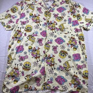 SpongeBob SquarePants Size L Unisex Button Down Shirt  2025 Streetware
